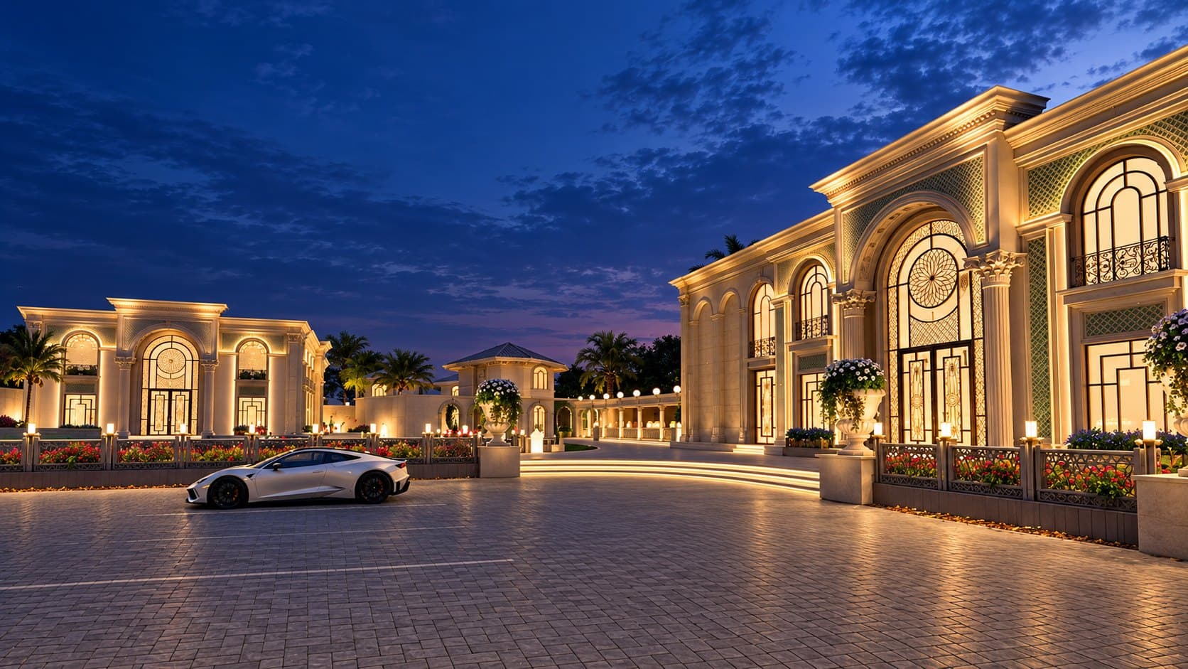 Platinum Resort Patna, the illuminated entrance at dusk